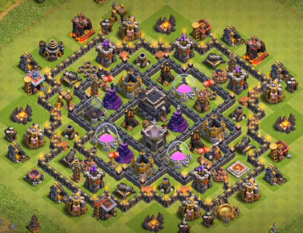 coc th8 defense base with bomb tower 2016 2017