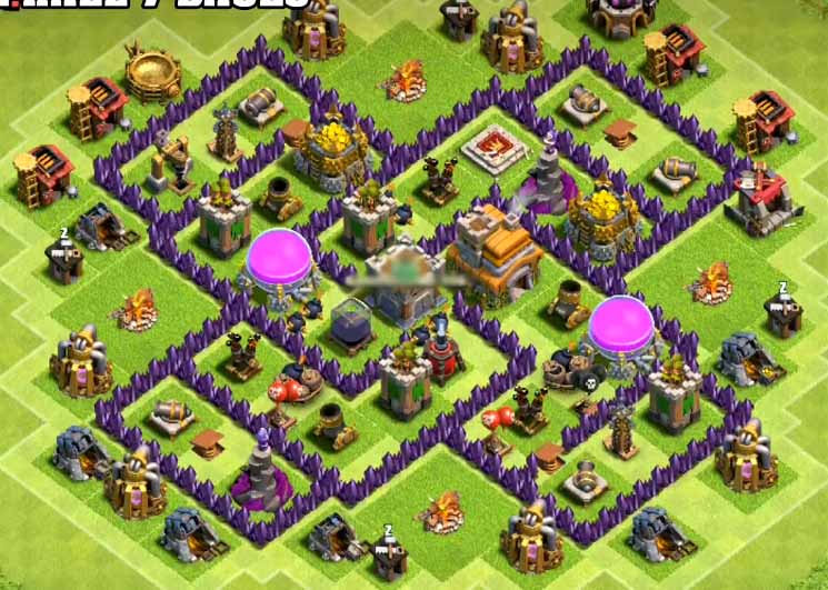 clash of clans town hall 7 defense base with 3 air defense 2017
